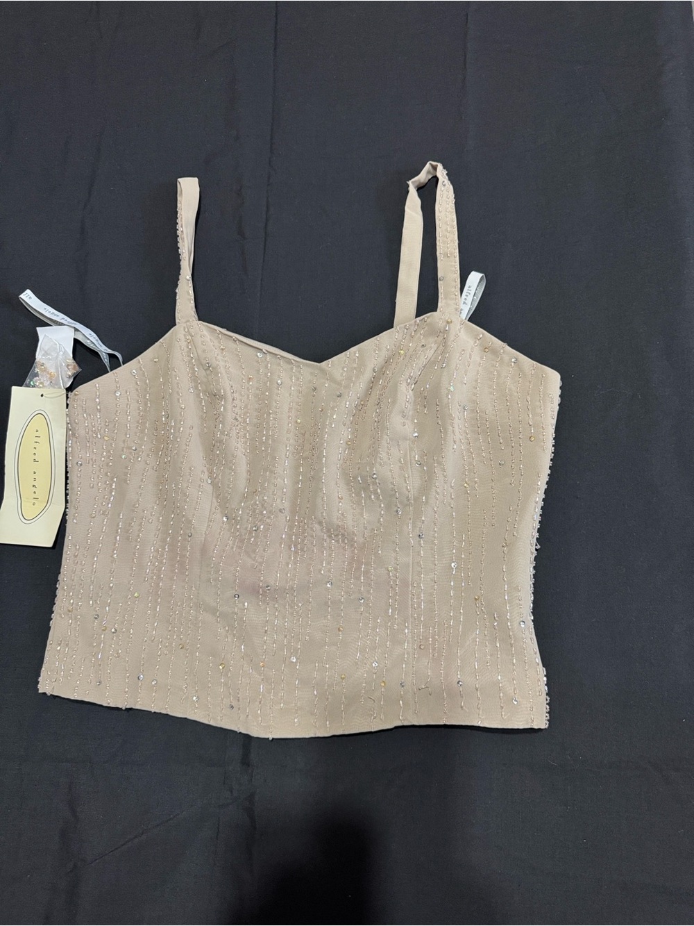 Alfred Angelo Beaded Formal Corset Top Champagne Nude Size 12 NWT Bridal #0011